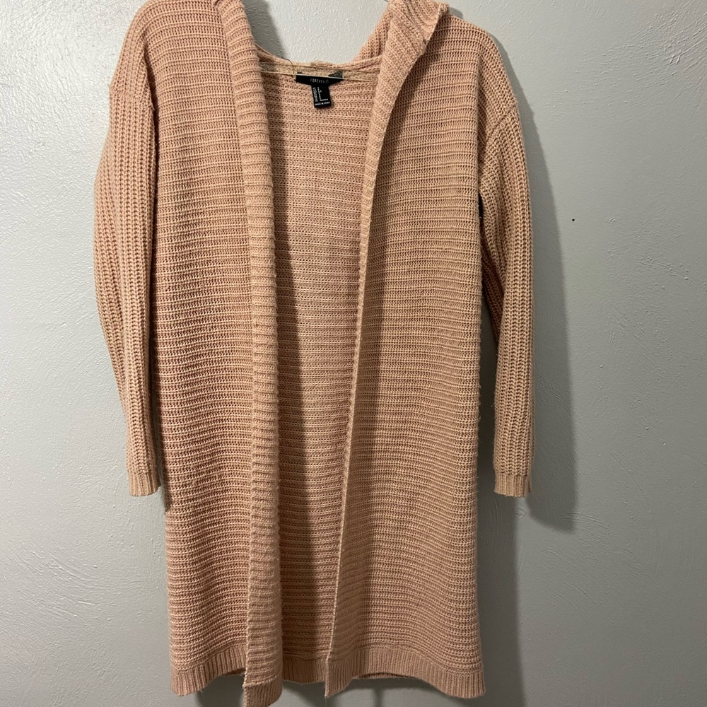 Light pink hooded cardigan